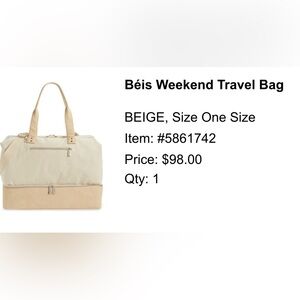 Beis weekender travel bag - canvas